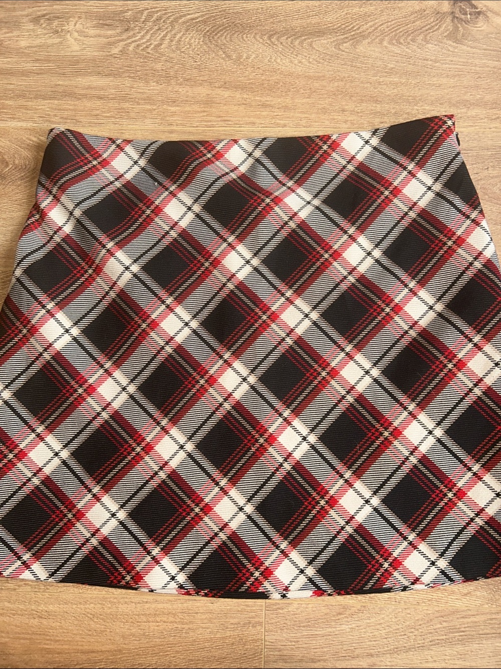 H&M Brown , White & Red Plaid Mini Skirt size12